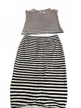 white and black striped set from J.Crew and Green Envelope